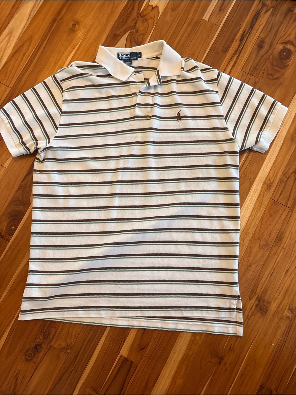 Polo by Ralph Lauren White Stripe Cotton Polo Shirt - Men's